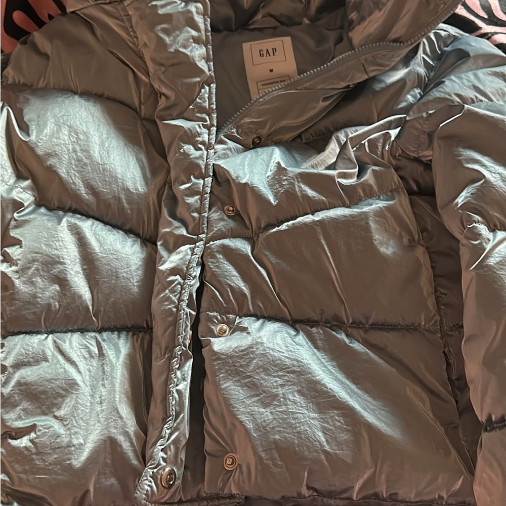 GAP Light Blue And Silver Puffer Jacket